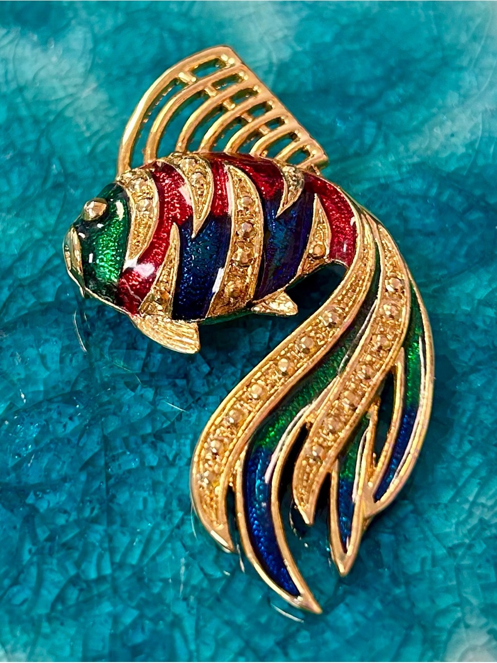 1980s Enamel Tropical Fish Brooch